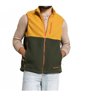 NWT Burlebo Montana Vest Men's Size M Yellow & Green Sherpa (1291)